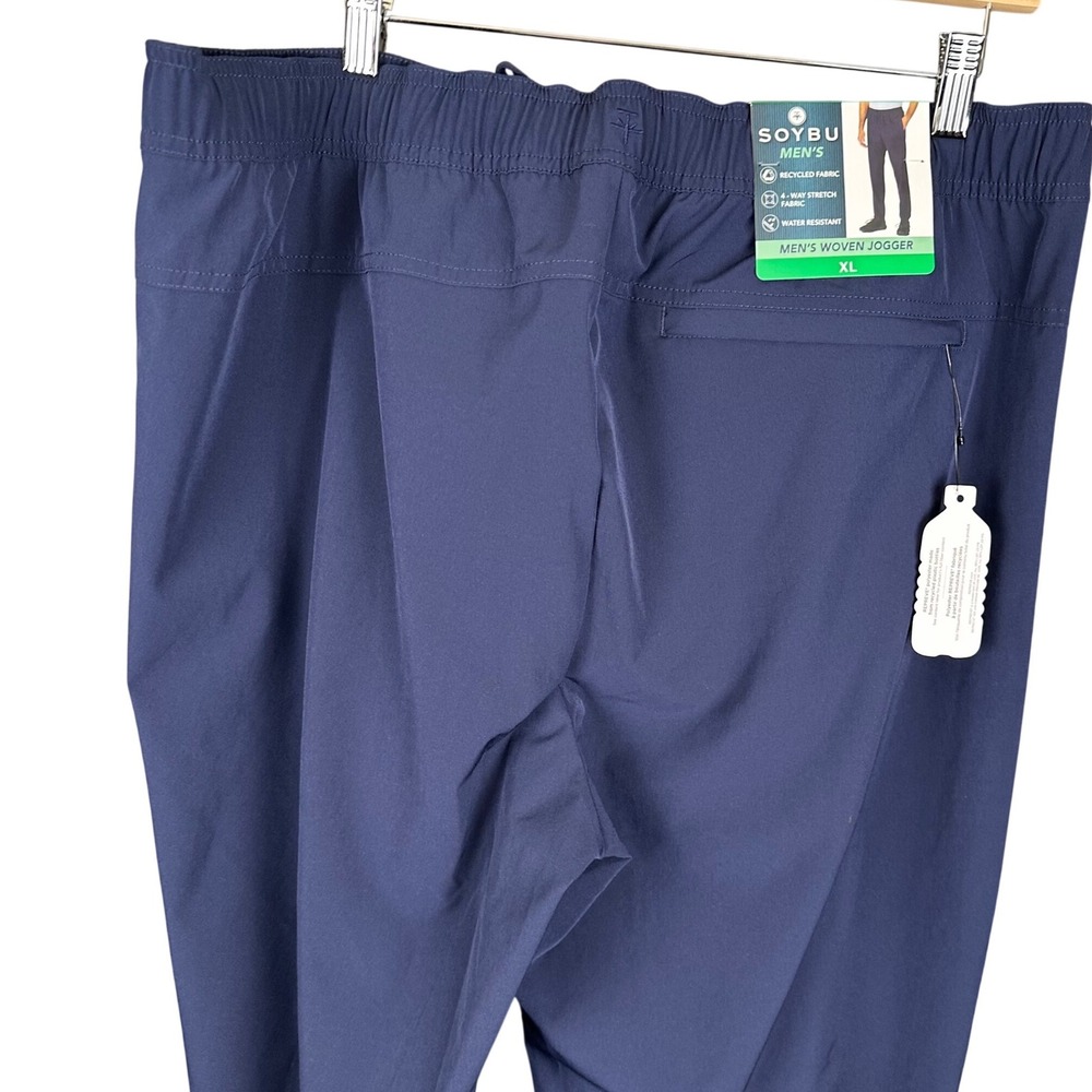 Soybu Mens Woven Jogger Navy Blue XL Recycled 4-Way Stretch Water Resistant NEW